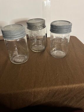 😄16 oz vintage Crown canning jars 1953 1930 1945 zinc glass lids